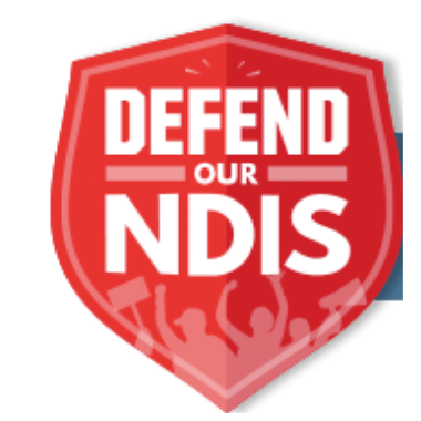 Red shield with text Defind the NDIS