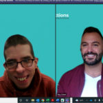 Two people on a teams meeting screen smiling.