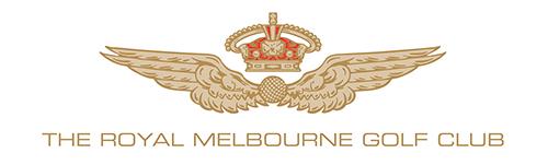 Logo of wings and a crown with the words TheRoyal Melbourne Golf Club